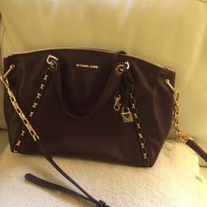 Michael Kors Sadie Leather Satchel Eggplant